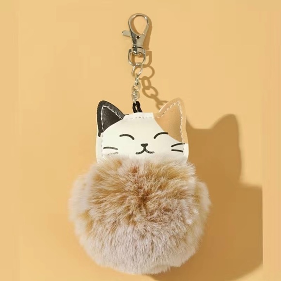 Cat Pom Pom Keychain Bag Charm - Picture 2 of 4